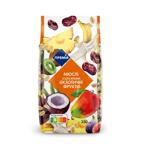 Мюслі Премія з цукатами екзотичних фруктів,350г