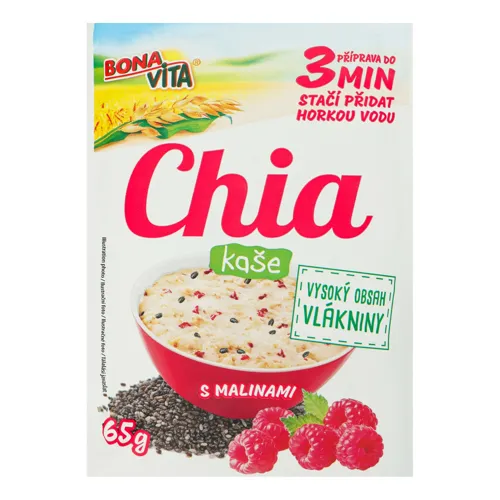 Каша вівсяна з насінням чіа та малиною Bona Vita м/у 65г
