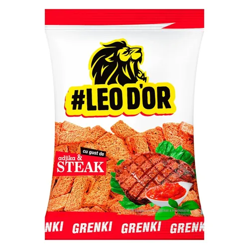 Сухарики житньо-пшеничні зі смаком телятини з аджикою Leodor 70г