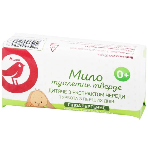 Мило Auchan дитяче гіпоалергенне з екстрактом череди 90г