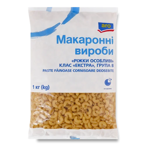Макаронні Вироби Ріжки Особливі Aro В/ґ 1кг