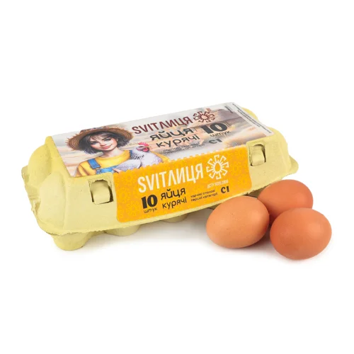 Яйця Курячі Харчові Столові Категорії C1 Svitлиця, Картонна Упаковка, 10 Шт
