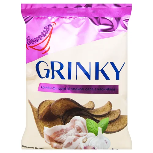 Грінки Замолодь Grinky фігурні зі смаком сала з часником 70г