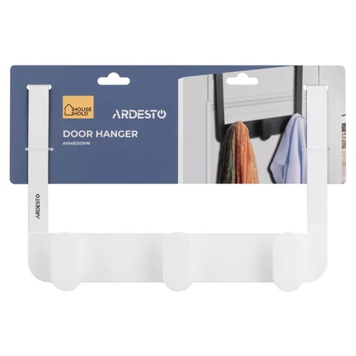 Дверний вішак Ardesto Minimalism білий на 3 гачки 30*3*20см