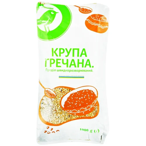 Крупа гречана Auchan проділ швидкорозварюваний 1кг