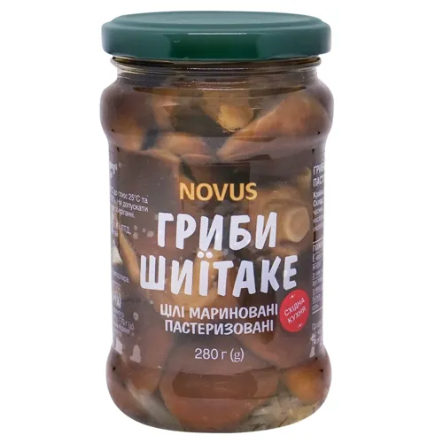 Гриби шиїтаке Novus цілі мариновані 280г