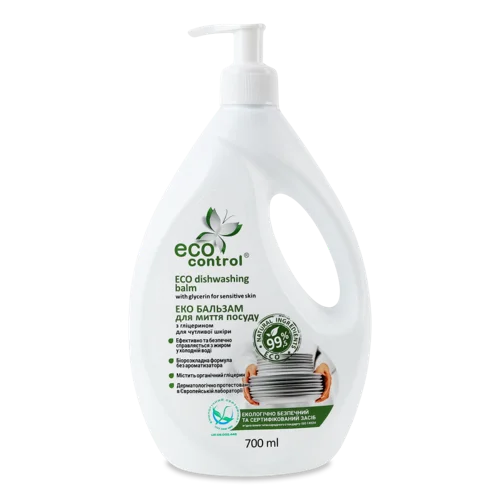 Еко Бальзам Для Миття Посуду З Гліцерином Для Чутливої Шкіри, Eco Control, 700мл