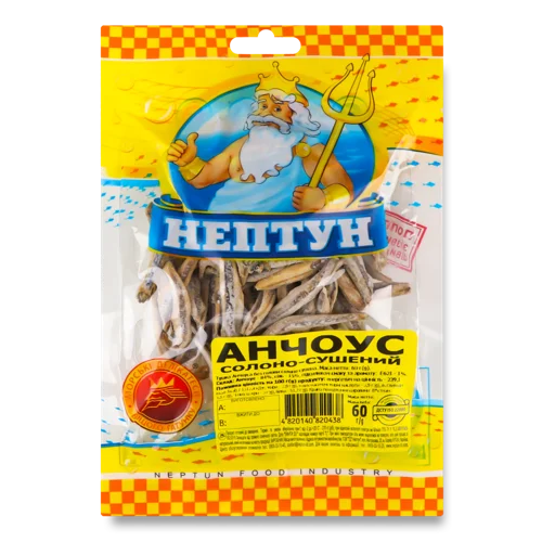 Анчоус Сиров'ялений Нептун, м/у 60г