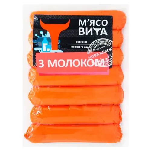 Сосиски М'ясовита з молоком 1 ґатунок 340г