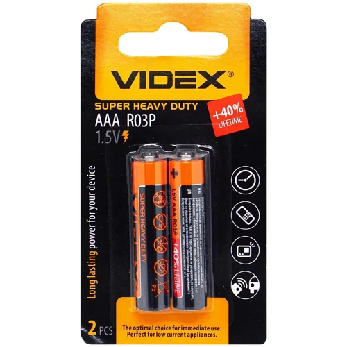 Батарейки Videx соляні R03P AAA 2шт