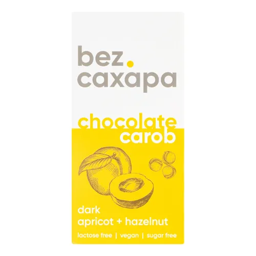 Шоколад чорний з керобу Apricot+Hazelnut без цукру 90г