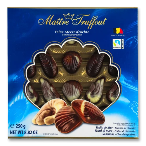 Цукерки Праліне Морські Сині Мушлі Maitre Truffout, Картонна Упаковка, 250г