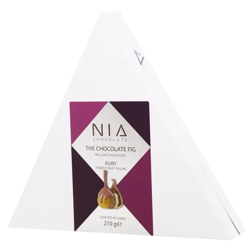 Інжир Nia Chocolate сушений в рожевому шоколаді з начинкою з лісових фруктів з ароматом бренді 210г