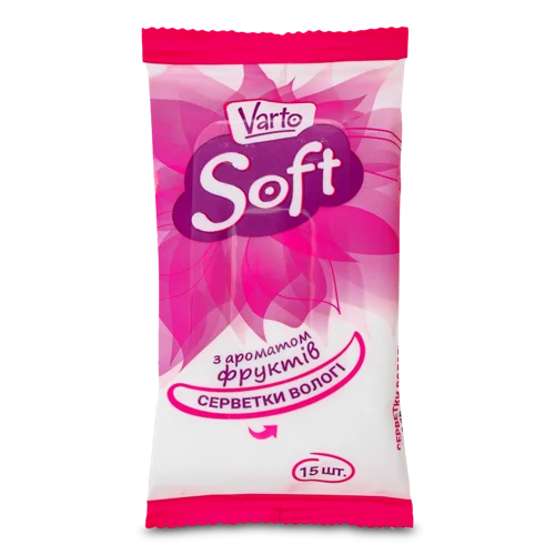 Вологі Серветки з Ароматом Фруктів Soft Varto, 15шт