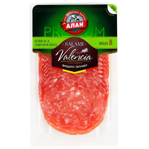 Ковбаса Алан Валенсія Салямі сиров'ялена 80г