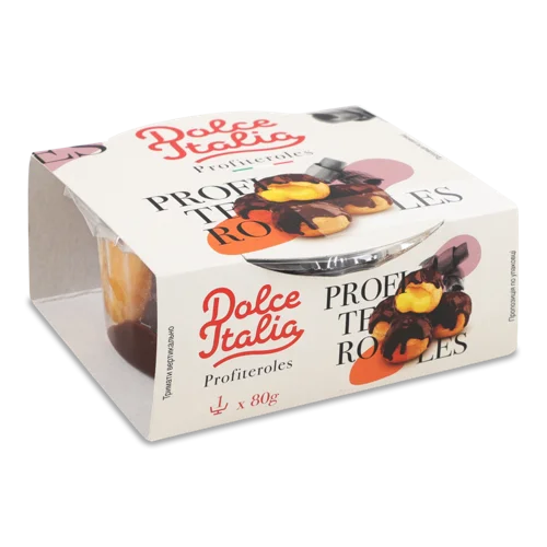 Десерт Профітролі Dolce Italia, Вищого Ґатунку, Картонна Упаковка, 80г
