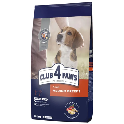 Корм сухий Club 4 Paws Premium з куркою для дорослих собак середніх порід 14кг