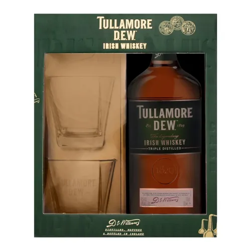 Набір Віскі 40% 0.7л+2 склянки Tullamore Dew 1шт