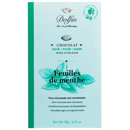 Шоколад чорний Dolfin з м'ятою 60% 70г