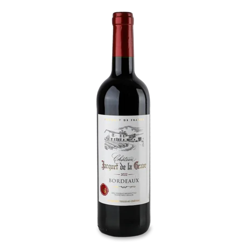 Вино Bordeaux Червоне Сухе 13,5% 0,75л Chateau Jacquet de la Grave