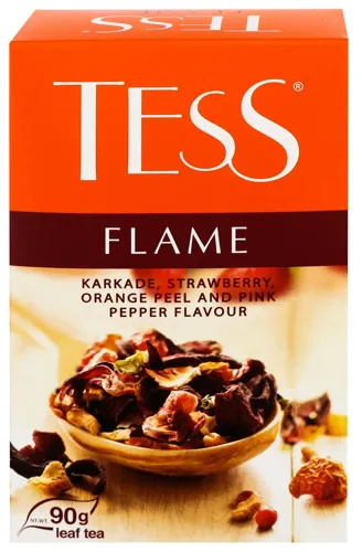 Чай трав'яний з пелюсток суданської троянди цедри апельсина полуниці та ароматом полуниці і рожевого перцю Flame Tess к/у 90г