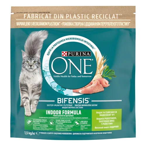 Корм сухий Purina One Indoor з індичкою для домашніх котів 1,5кг