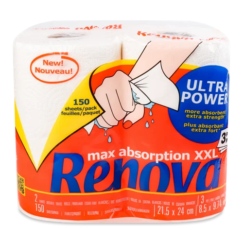 Рушники паперові Renova Ultra Power 3-шари, в/ґ, 3 шт