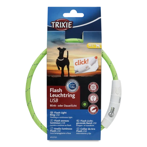 Нашийник Для Собак Зелений З Підсвічуванням USB M-L 45см/7мм №12701 Trixie, 1шт