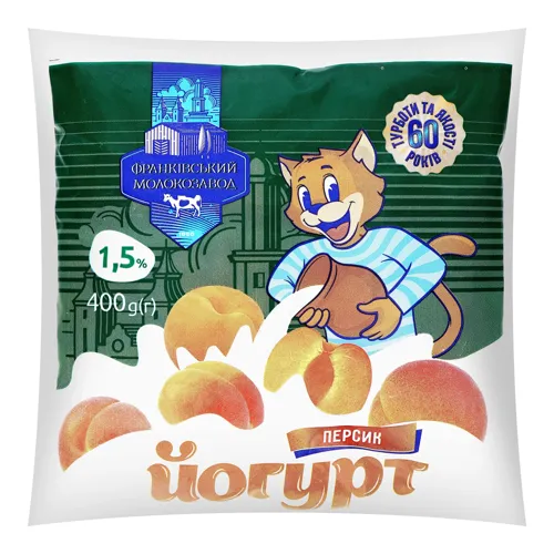 Йогурт 1.5% Персик Франківський молокозавод м/у 400г