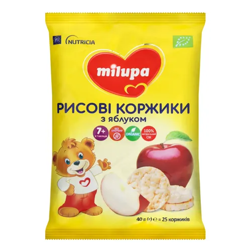 Коржики для дітей від 7міс рисові з яблуком Milupa м/у 40г