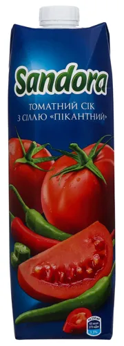 Сік томатний з сіллю Пікантний Овочевий коктейль Sandora т/п 0.95л