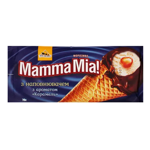Морозиво з наповнювачем Карамель Mamma Mia Три ведмеді м/у 70г