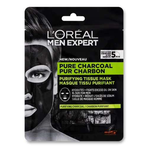 Маска для Обличчя Тканинна Pure Charcoal Men Expert L'Oreal, 30г