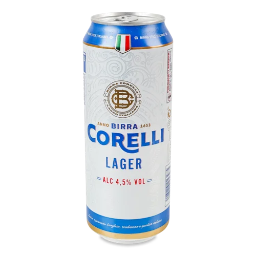 Пиво Світле Лагер Corelli 0.5л 4.5% з/б пастеризоване фільтроване