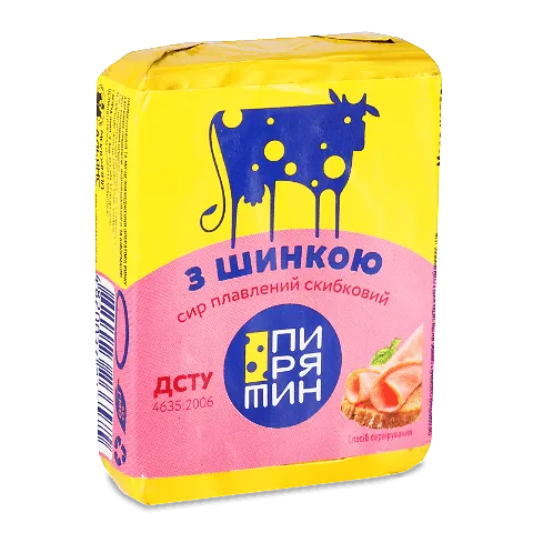 Сир плавлений Пирятин з шинкою 45%, 70г