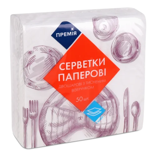 Серветка столова «Премія»® біла, 50 шт./уп.