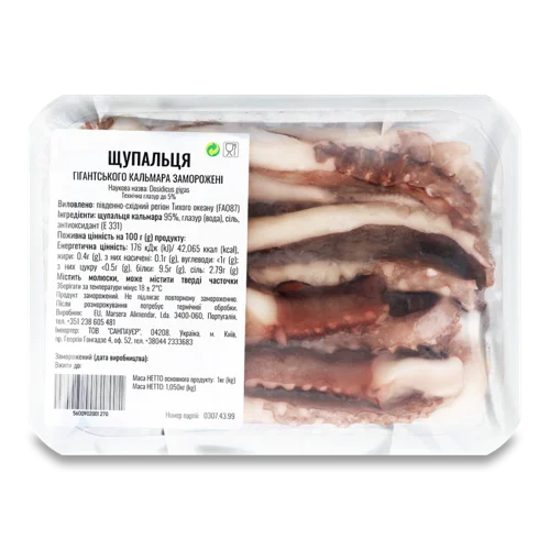 Щупальця Кальмара Гігантського Заморожені в/ґ, Лоток 1.05кг
