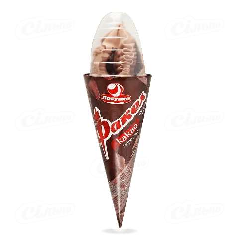 Морозиво «Ласунка» «Факел» какао у кондитерській глазурі у вафельному ріжку, 100г
