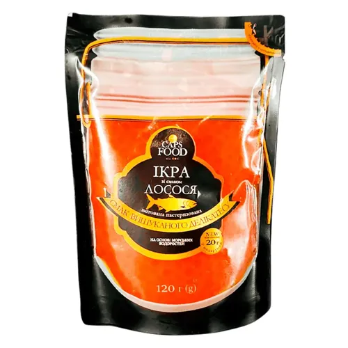Ікра імітована зі смаком Лосося пастеризована дой-пак Caps food 120г