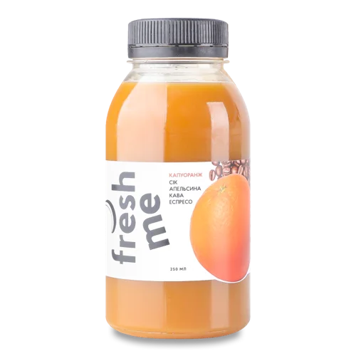 Сік Апельсиновий Пастеризований Прямого Віджиму з Кавою Капуоранж, Пластикова Пляшка 250мл