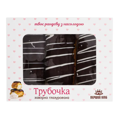 Тістечко Трубочка заварна глазурована Перший хліб к/у 3х70г