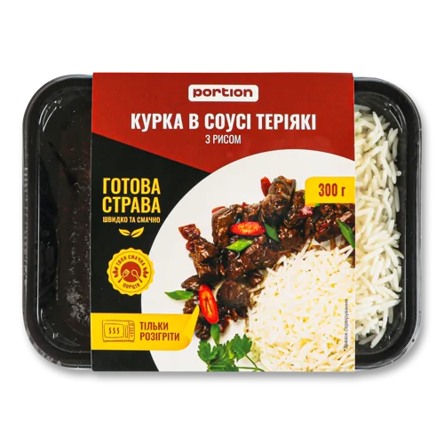 Курка В Соусі Теріякі З Рисом, Порційна, к/у, 300г