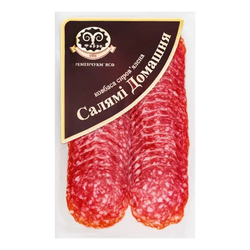 Ковбаса Салямі Домашня Фарро сиров'ялена вищого ґатунку 80г
