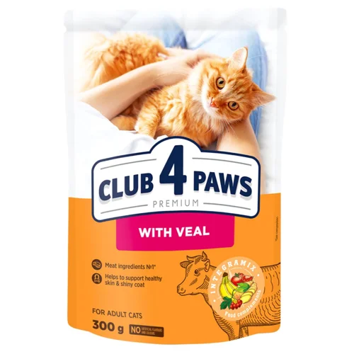 Корм сухий Club 4 Paws Premium з телятиною для котів 300г