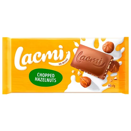 Шоколад молочний Roshen Lacmi з подрібненими лісовими горіхами 90г