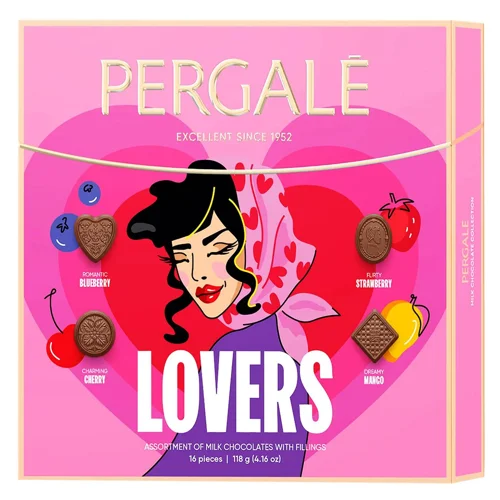 Цукерки Pergale Асорті Lovers в молочному шоколаді 118г