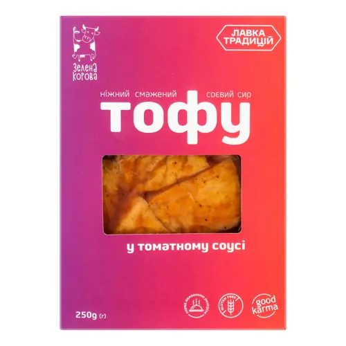 Сир соєвий смажений в томатному соусі Тофу Зелена корова 250г