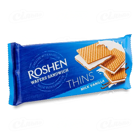Вафлі Roshen Wafers Sandwich Thins молоко-ваніль 55г