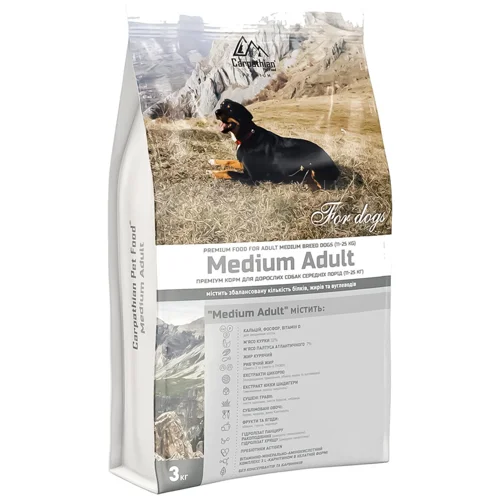 Корм сухий Carpathian Pet Food Medium Adult для дорослих собак середніх порід 3кг