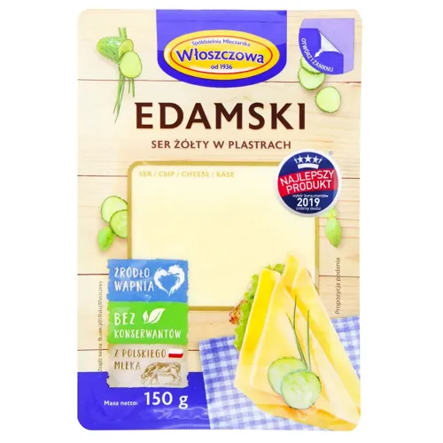 Сир Wloszczowa Едамський нарізка 45% 150г